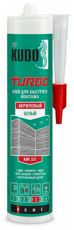 Клей монтажный Kudo Turbo акриловый 280 мл белый