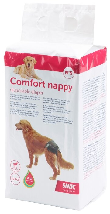 Подгузники для собак COMFORT NAPPY 5 черные 12шт/уп