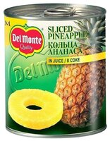 Консервированные ананасы Del Monte кольца в соке, жестяная банка 435 г