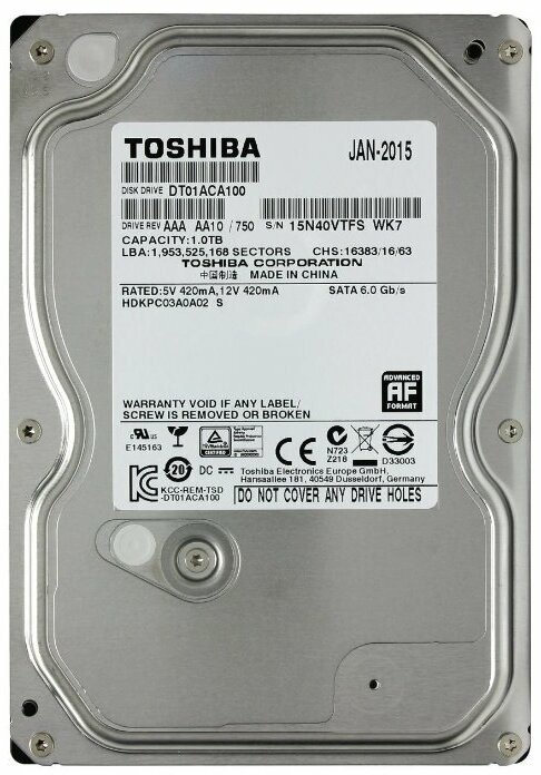 Жесткий диск Toshiba 1Tb (DT01ACA100)