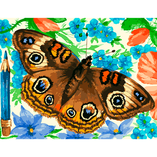 фото Картина по номерам белоснежка "воспоминания о лете" / раскраска / холст на подрамнике / насекомые / бабочка