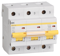 Автоматический выключатель IEK ВА 47-100 3P (C) 10kA 25 А