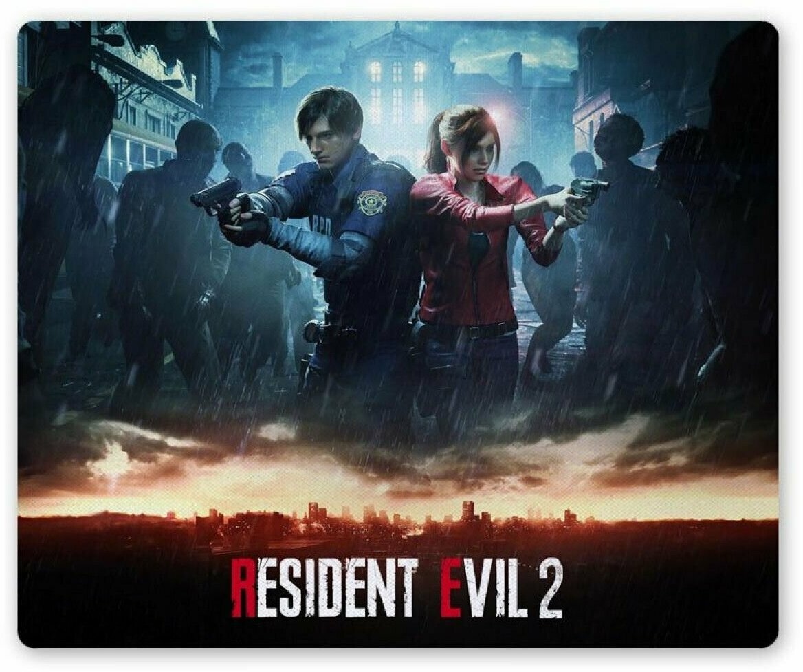 Коврик для мышки прямоугольный Resident Evil 2 Claire и Leon