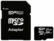 Карта памяти microSDXC Silicon Power 64Gb class 10 Elite UHS-I 100MB/s SP064GBSTXBU1V10SP, 1шт.