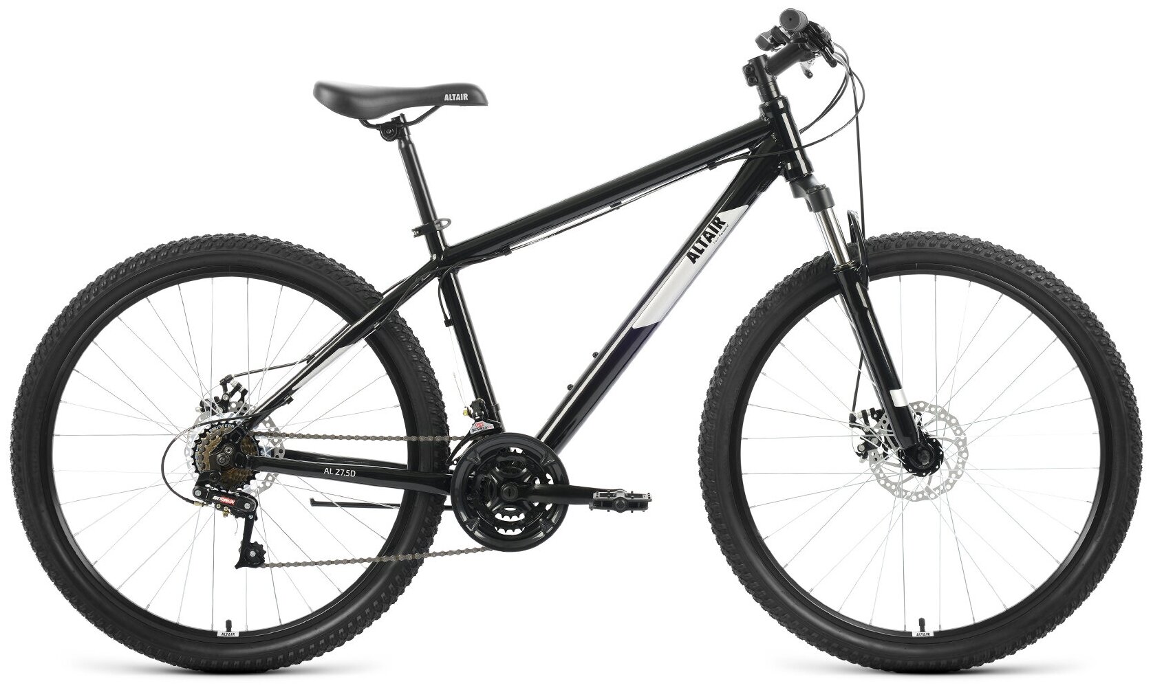 Велосипед горный хардтейл ALTAIR AL 27,5 D 15" (2022), 15" черный/серебристый