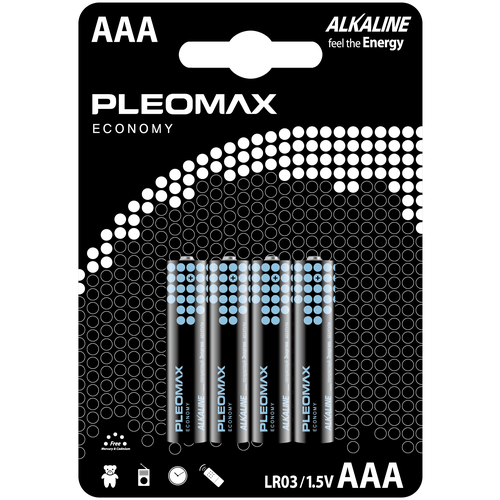 батарейка pleomax lr03 4 1bl Алкалиновая батарейка Pleomax LR03-4BL Economy, 4шт