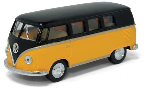 Инерционная Металлическая машинка игрушкаVolkswagen Classical Bus с черной крышей 1962 1:32 / KT5376D