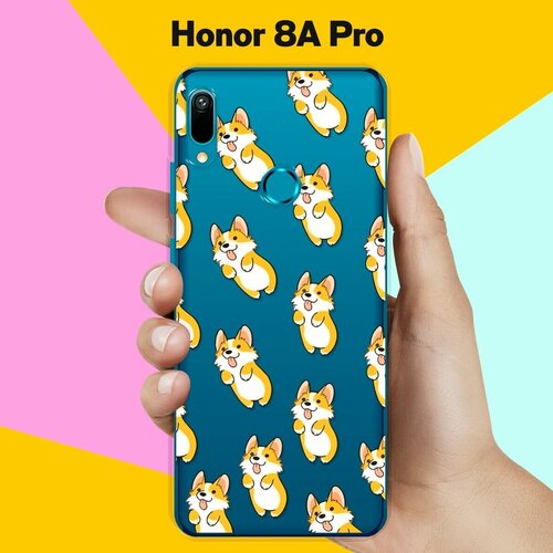 Силиконовый чехол Узор из корги на Honor 8A Pro силиконовый чехол цветной узор на honor 8a pro