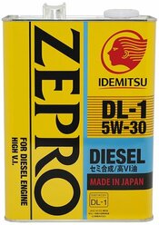 Полусинтетическое моторное масло IDEMITSU Zepro Diesel DL-1 5W-30, 4 л