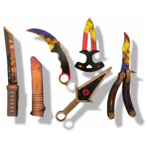 Набор деревянного оружия 5 предметов /кс го оружие игровое нож керамбит 2 – мраморный градиент деревянный
