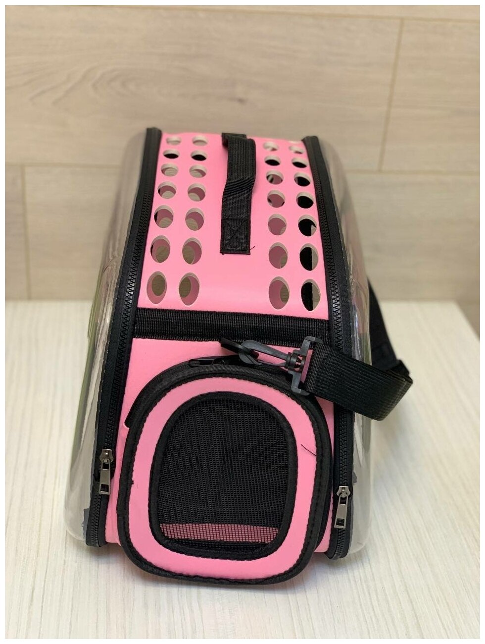 Складная сумка-переноска для животных, размер 45*28*34 см, цвет розовый - фотография № 8