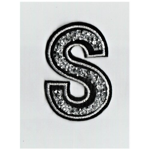 Термоапликация, термонаклейка, патч буква со стразами 7 см