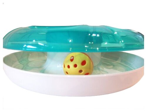 Игрушка д/кошек с шариком UFO d=25см пластик в трех цветах: красный, голубой, салатовый. - фотография № 5