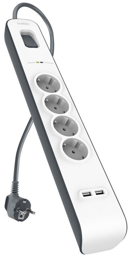 Сетевой фильтр Belkin Surge Protectors BSV401vf2M (White)