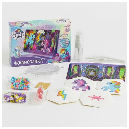 Аквамозаика с декорациями, My little pony, 4 фигурки пазл 4 в 1 my little pony школа дружбы глиттерный маркер