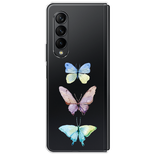 силиконовый чехол акварельные веточки на samsung galaxy z fold 3 самсунг галакси зет фолд 3 Пластиковый чехол на Samsung Galaxy Z Fold 3 / Самсунг Галакси Зет Фолд 3 Акварельные бабочки, прозрачный