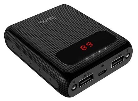 Аккумулятор внешний универсальный Hoco B20-10000 mAh Mige Power Bank (2USB: 5V-2.1A) Black Черный