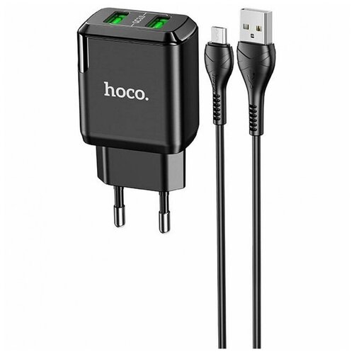 СЗУ, 2 USB 3.0QC 18W (N6), HOCO, Micro, Умная зарядка, черный