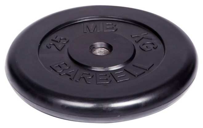 Диск обрезиненный MB Barbell d 31 мм чёрный 25,0 кг