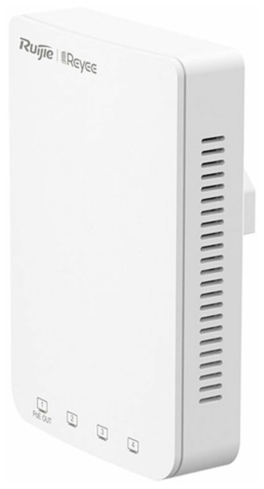 Точка доступа Ruijie Reyee AC1300 Dual Band Wall Access Point, 867Mbps at 5GHz + 400Mbps at 2.4GHz, 4 10/100base-t Ethernet, 1uplink, support