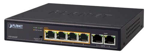 4-Port 10/100TX 802.3at POE + 2-Port 10/100TX Desktop Switch (60W POE Budget, 250m Extend mode, fanless, internal Power Supply)