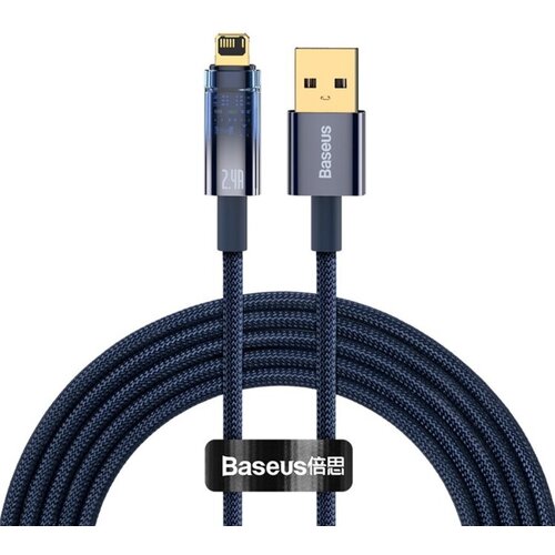 Кабель Baseus Explorer Series Auto Power-Off Fast Charging Data Cable USB to Lightning 2.4A 1m Blue (CATS000403) кабель передачи данных быстрой зарядки baseus mvp 2 в форме локтя cable usb to ip 2 4a 1m красный