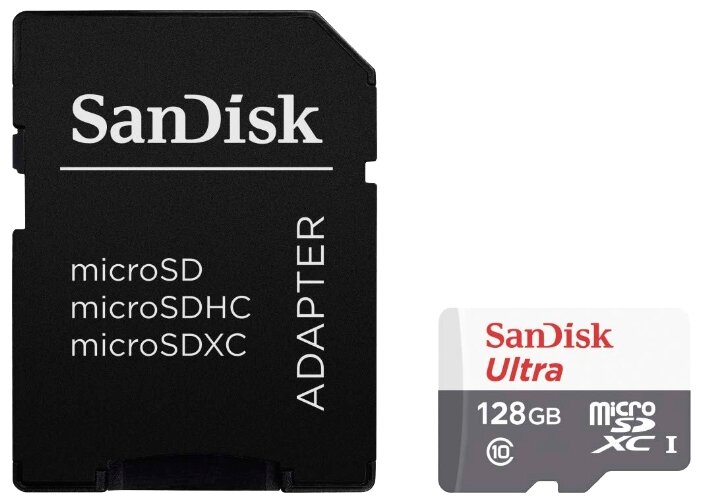 Карта памяти SanDisk Ultra microSDXC Class 10 UHS-I 80MB/s 128GB + SD adapter — купить и выбрать из более, чем 14 предложений по выгодной цене на Яндекс.Маркете