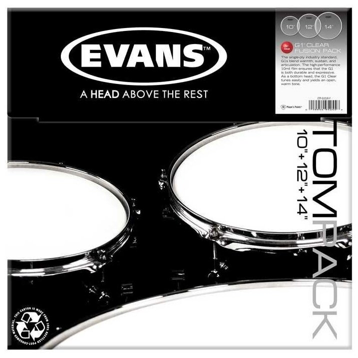 ETP-G1CLR-F G1 Clear Fusion Набор пластика для том барабана (10", 12", 14"), Evans