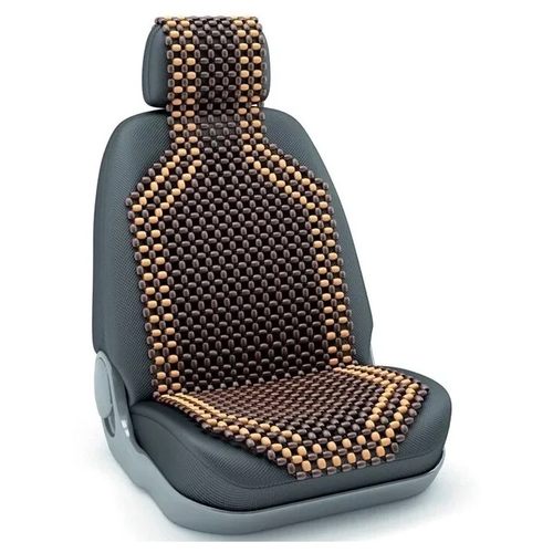 Накидка на сиденье Nova Bright, деревянная, массажная, темный лак, с подголовником, 127х38 см