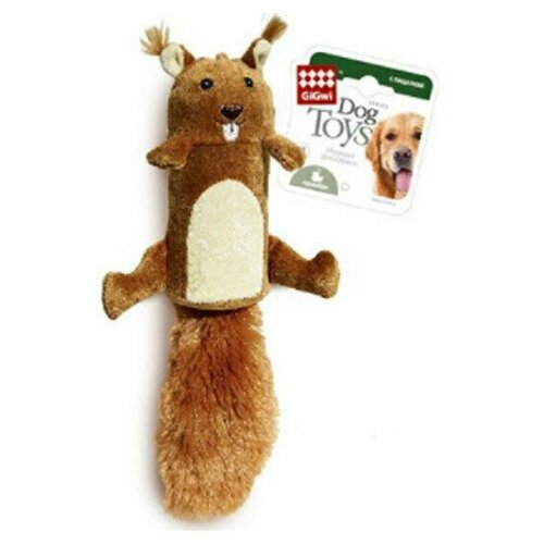 GiGwi игрушка для собак Белка с большой пищалкой/ткань, пластик, 2 шт. gigwi игрушка лиса с большой пищалкой ткань пластик 75016 0 182 кг 42508 2 шт