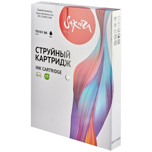 Контейнер с чернилами Sakura C13T01D100 (T01D1 BK) для Epson, черный, 50000 к, 860 мл. контейнер с чернилами sakura c13t05a100 t05a1 bk для epson черный 20000 к 440 мл