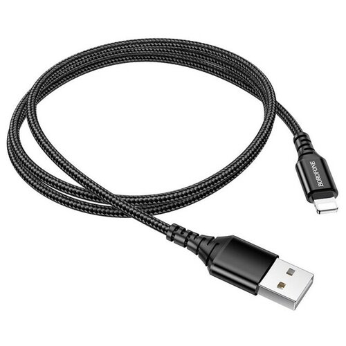 Кабель Borofone BX54, Lightning - USB, 2.4 А, 1 м, нейлоновая оплётка, чёрный кабель hoco usb lightning экстра прочность нейлоновая оплётка 1 2 метра 6 мм