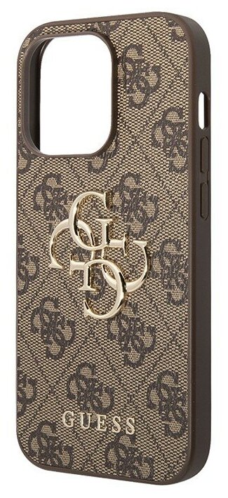 Guess Чехол Guess 4G Big metal logo Hard для iPhone 14 Pro, коричневый