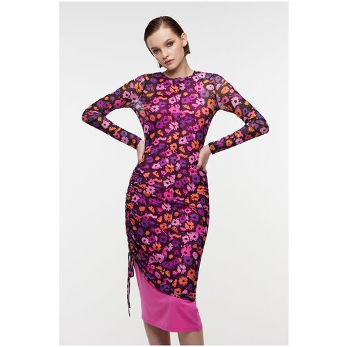 Платье-футляр миди с цветочным принтом и драпировкой Befree 2311424557-55-XS черный принт размер XS