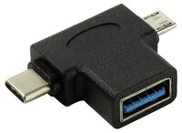 Разъем VCOM USB - USB Type-C/microUSB (CA434) черный