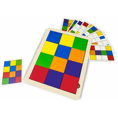 фото Рамка-вкладыш, сортёр "разноцветные квадраты" с карточками крона