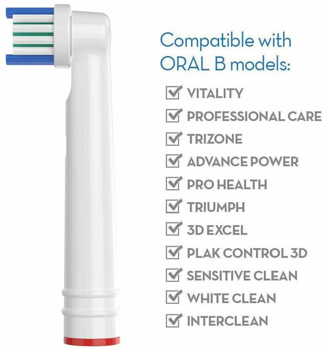 Набор насадок для Oral-B Braun электрической зубной щетки, моделей Advance Power, Pro Health, Triumph, 3D Excel, Vitality Precision Clean - фотография № 4