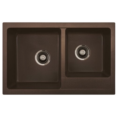 фото Врезная кухонная мойка 78 см ORIVEL Quadro Plus 2D 172961 коричневый