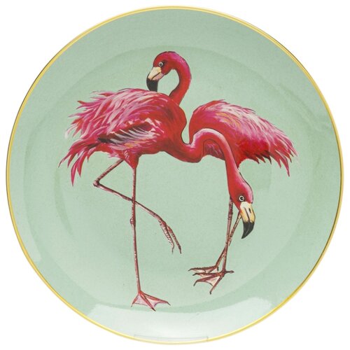 фото Kare design тарелка "танцующие фламинго", коллекция flamingo 27*27*3, фаянс, зеленый