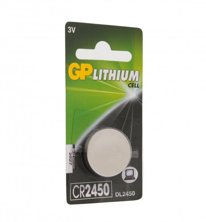 GP Lithium CR2450 (4891199063916) Литиевая дисковая батарейка GP Lithium CR2450 - 1 шт. в блистере 4891199063916