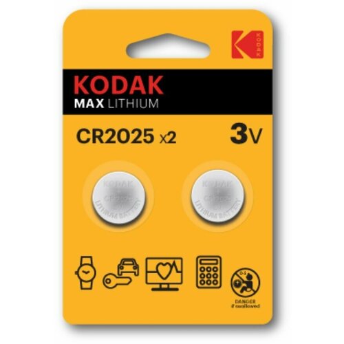 Батарейки KODAK MAX Lithium, CR2025-2BL литиевые дисковые батарейки gp lithium cr2025 5 шт cr2025 7cr5