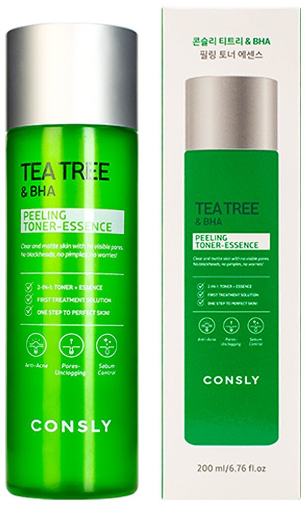 CONSLY Тонер - эссенция с чайным деревом и салициловой кислотой. Tea tree & BHA peeling 200 мл.