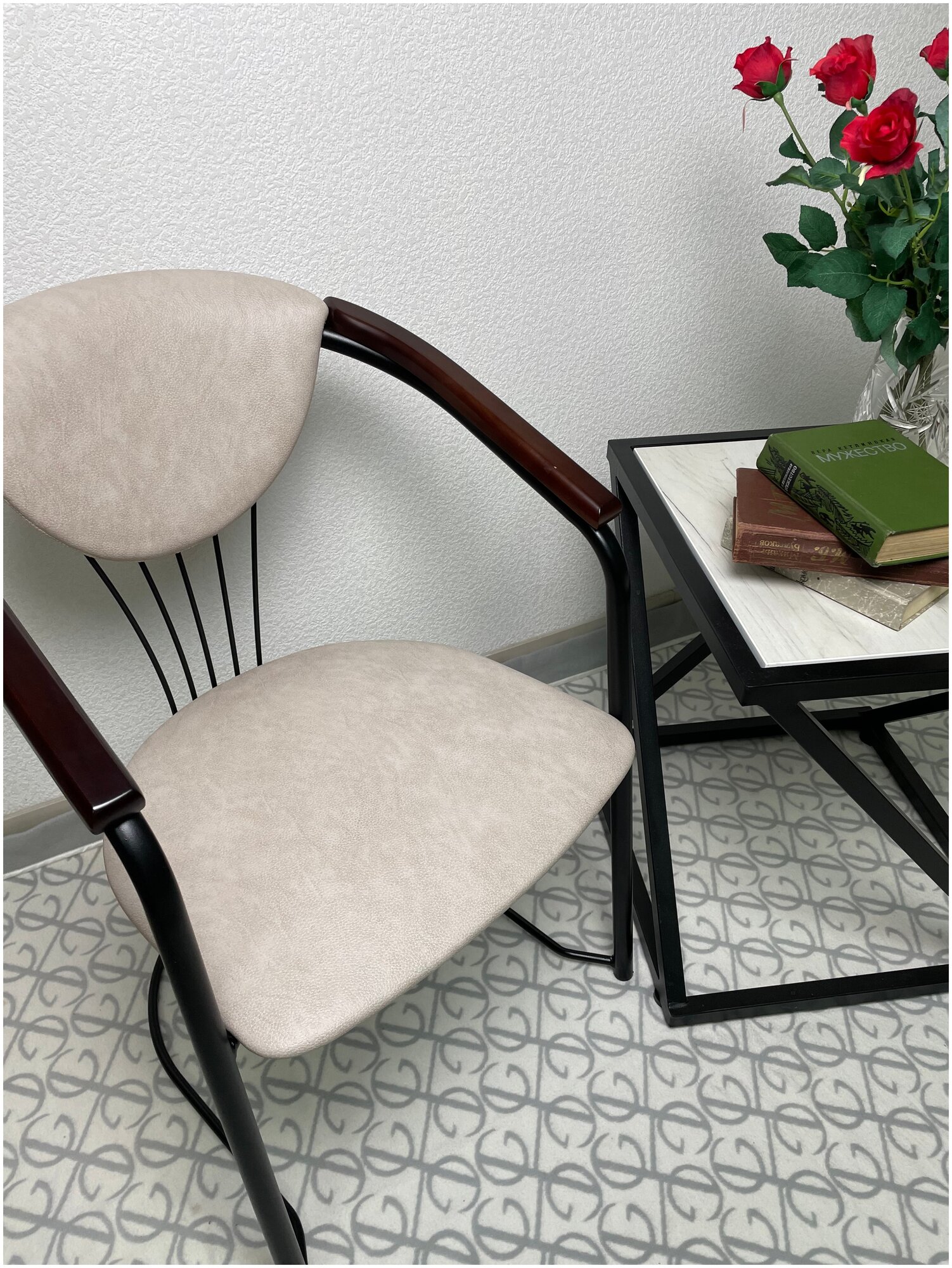 Кресло стул для кухни со спинкой с подлокотниками белое - фотография № 3