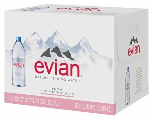 Вода Evian / Вода Эвиан 1 литр, без газа, пэт, 12 шт. в уп. - фотография № 17