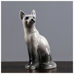 Весёлый фарфор Статуэтка фарфоровая «Кошка Тайка», сиам, 10см - изображение