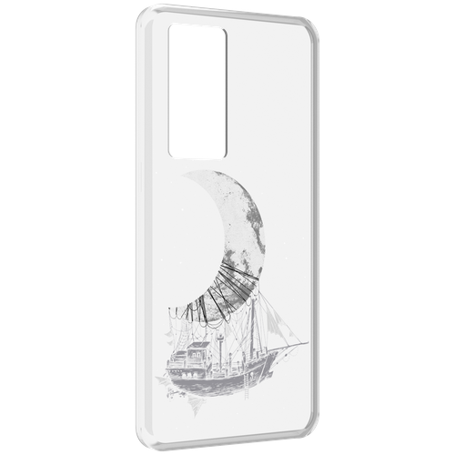 Чехол MyPads черно белый корабль полумесяц для Realme GT Master Explorer Edition задняя-панель-накладка-бампер