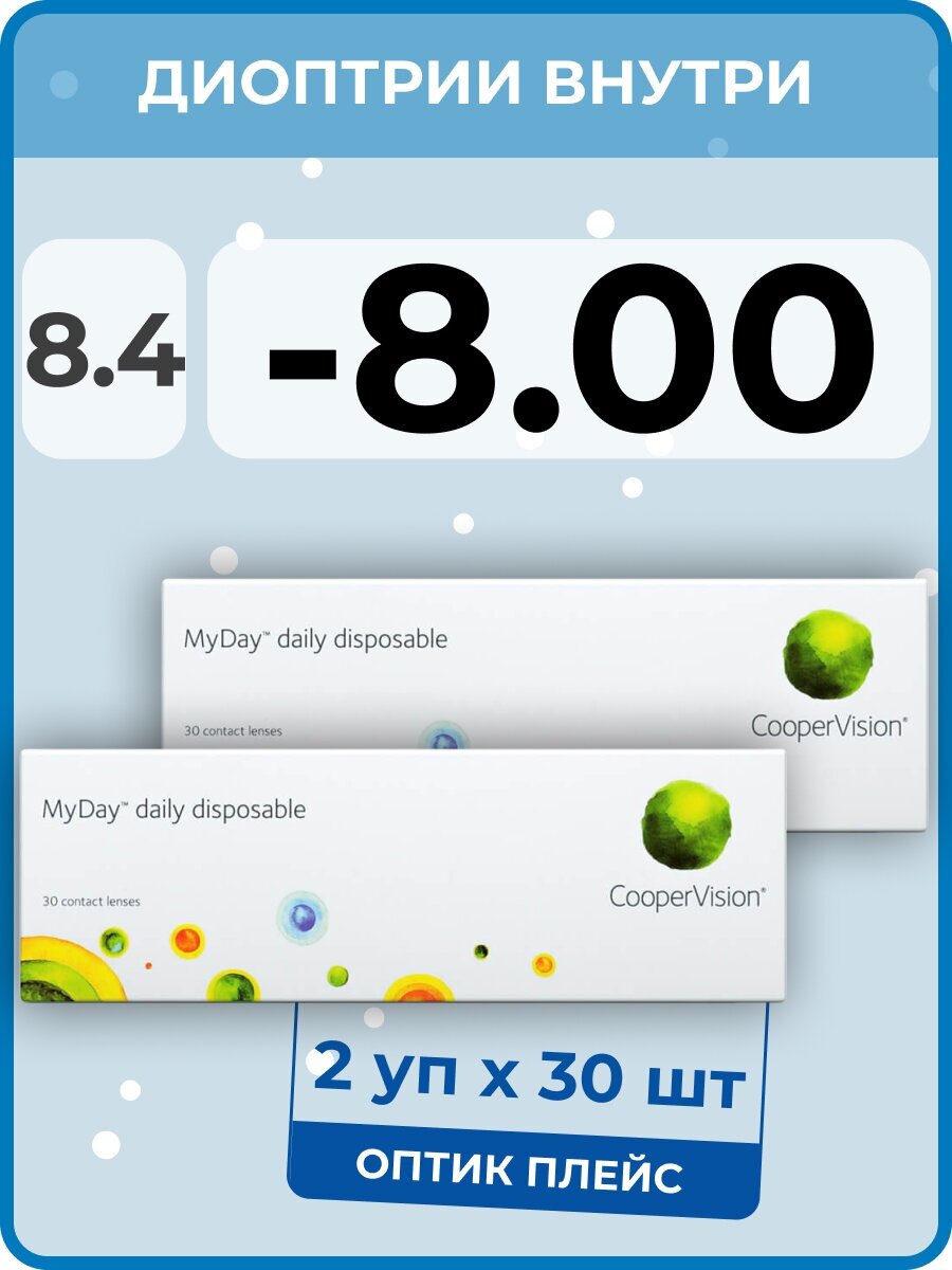 CooperVision MyDay Daily Disposable (30 линз) -8.00, R 8.4, 2 уп.