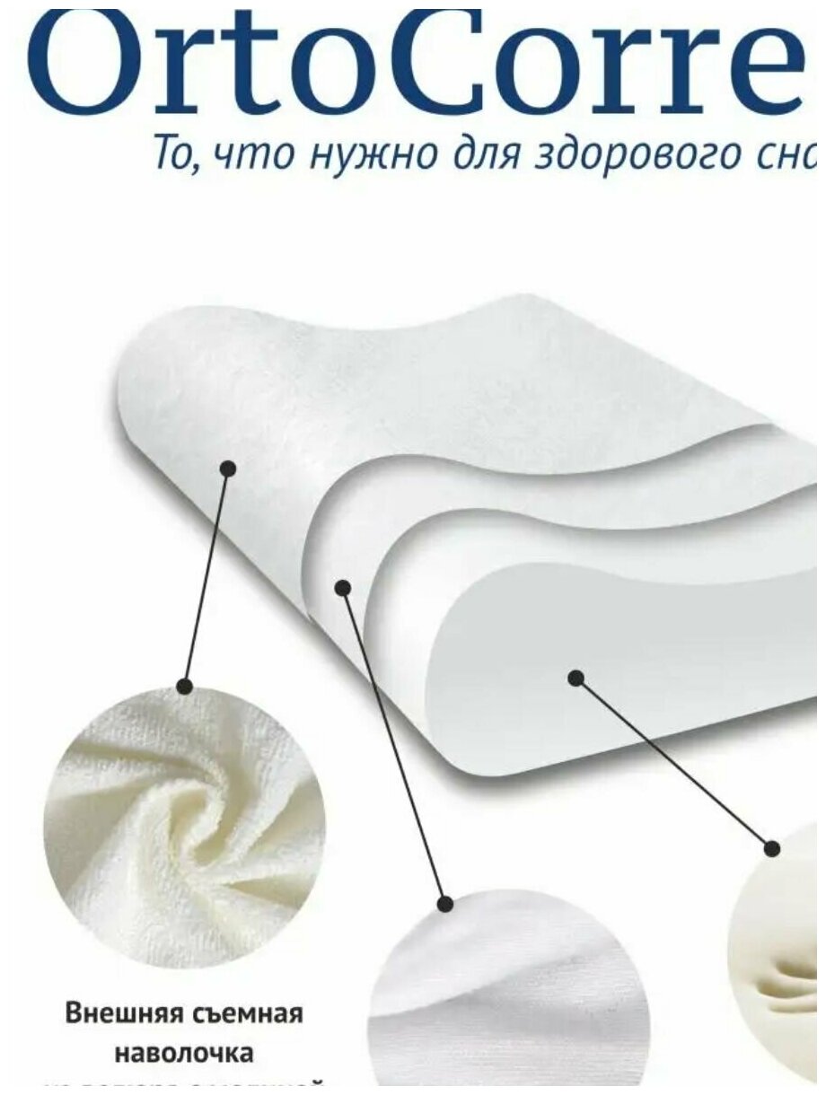 Ортокоррект Анатомическая подушка Classic XXL средне мягкая для сна с эффектом памяти Memory foam
