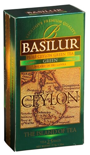 Чай зеленый Basilur Чайный остров Цейлон "Зеленый", 25 пак. - фотография № 1