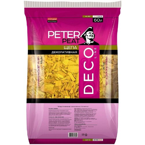 Щепа декоративная PETER PEAT Deco Line желтая, 60 л кора лиственницы peter peat deco line фракция 60 100 мм 60 л